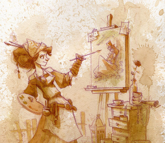 Artist Uses Tea to Paint Awesome Steampunk Art