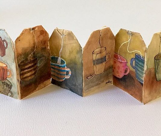 Artist Uses Tea Bags as Her Travel Journal and Diary
