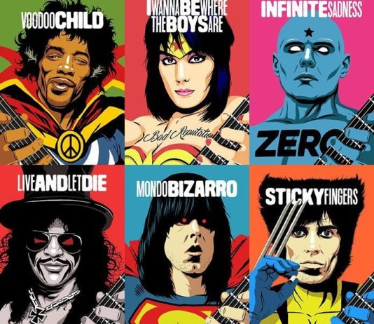 Guitar Legends Reimagined as Comic Book Heroes