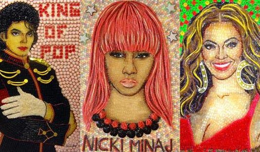 Artist Creates Celebrity Portraits Out of Thousands of Sweets