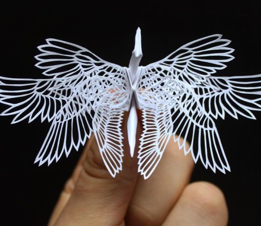 Artist Crafts Paper Cranes With Amazing Detailed Cuts, Folds, and Flowers