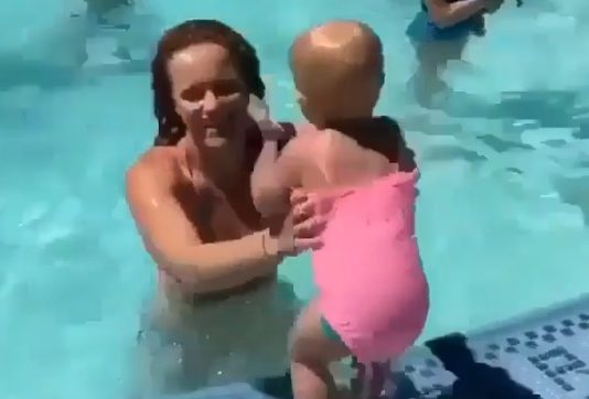 Watch Baby Doing the Cutest Exercise by the Pool
