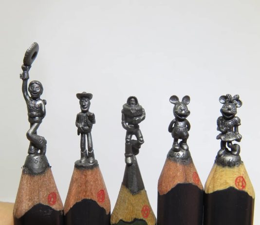 Man Carves Pop Culture-Inspired Miniature Sculptures on Tips of Pencils