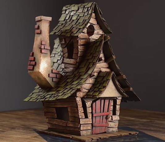 Mom Makes Outstanding DIY Witch House Made Of Cardboard