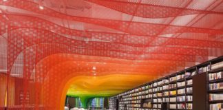 Layers of Transparent Shades Surround a Bookstore in Suzhou, China