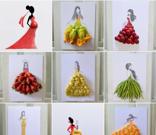 Artist Uses Food to Create Dresses for Her Artwork Models