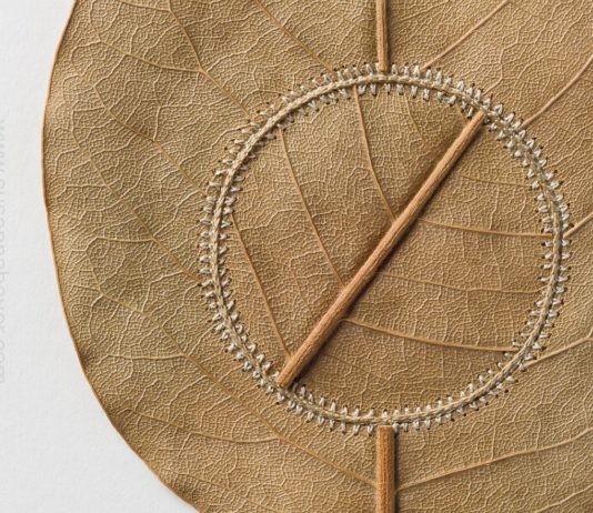 Artist Upcycles Old Leaves By Creating Crochet Embellishments Around Them