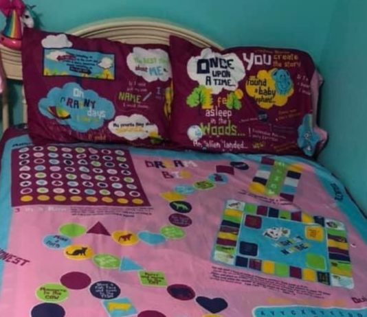 Father Creates Board Game Bed Sheets to Help Sick Children Pass Time Board Game Bed Sheets
