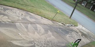 Woman Uses Power Washer to Create Awesome Artwork on Driveways