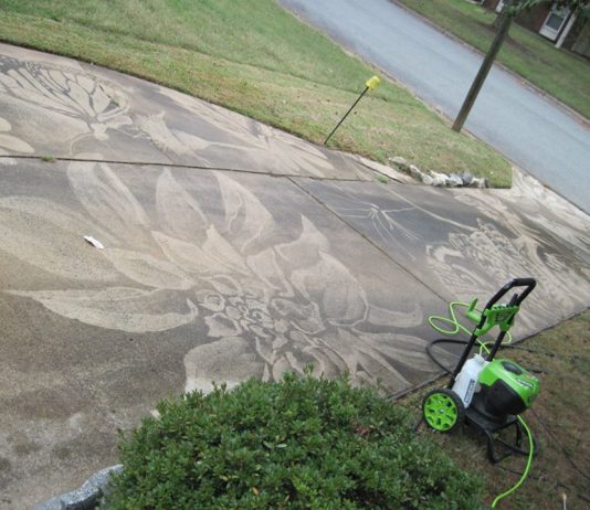 Woman Uses Power Washer to Create Awesome Artwork on Driveways