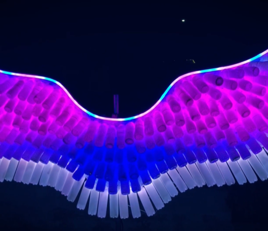 Family Made Led Angel Wings Using Recycled Plastic Bottles