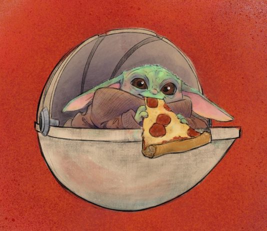 Illustrator Draws Baby Yoda Enjoying Junk Food