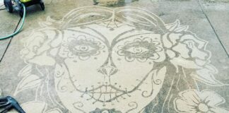 Man Uses Pressure Washer to Create Art on Pavement