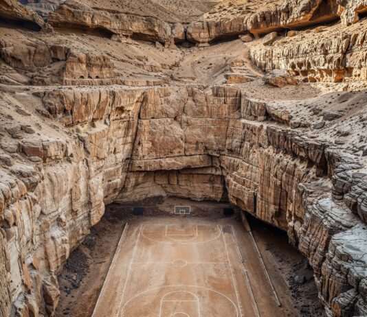 Artist Uses AI to Place Sports Courts in the Most Surreal Locations