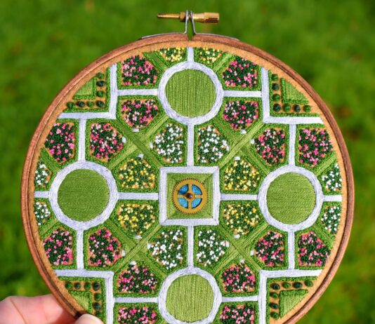 Artist Creates Captivating Aerial Embroidery of Gardens, Parks and Fields